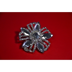 Guzik ozdobny z kryształkami w kształcie kwiatu  (srebrny)